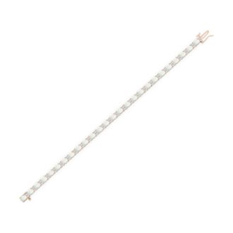 Opal Bracelet With 4 1/2 Carats of Oval Shape Opals and Diamonds In 14 Karat Rose Gold, 7 Inches