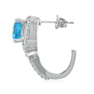 Blue Topaz Jewelry: 5 1/4ct Blue Topaz and Diamond Earrings in 14k White Gold