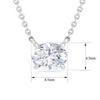 1 1/2 Carat Oval Shape Lab Grown Diamond Solitaire Necklace In 14 Karat White Gold