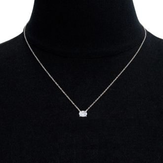 1 1/2 Carat Oval Shape Lab Grown Diamond Solitaire Necklace In 14 Karat White Gold