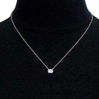 2 Carat Oval Shape Lab Grown Diamond Solitaire Necklace In 14 Karat White Gold