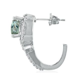 5 1/4ct Green Amethyst and Diamond Earrings in 14k White Gold