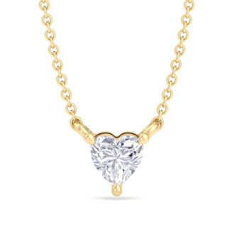 1/4 Carat Heart Shape Lab Grown Diamond Solitaire Necklace In 14 Karat Yellow Gold