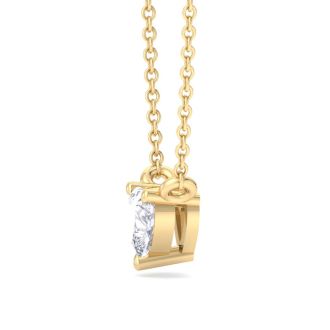 1/4 Carat Heart Shape Lab Grown Diamond Solitaire Necklace In 14 Karat Yellow Gold