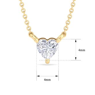 1/4 Carat Heart Shape Lab Grown Diamond Solitaire Necklace In 14 Karat Yellow Gold