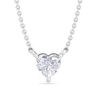 1/3 Carat Heart Shape Lab Grown Diamond Solitaire Necklace In 14 Karat White Gold