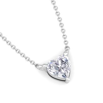 1/3 Carat Heart Shape Lab Grown Diamond Solitaire Necklace In 14 Karat White Gold