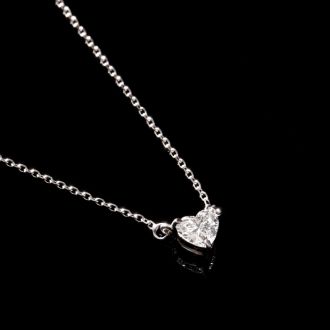 1/3 Carat Heart Shape Lab Grown Diamond Solitaire Necklace In 14 Karat White Gold