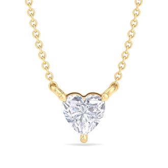 1/3 Carat Heart Shape Lab Grown Diamond Solitaire Necklace In 14 Karat Yellow Gold