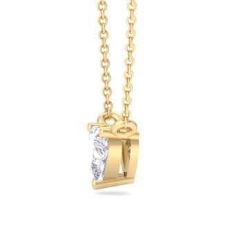 1/3 Carat Heart Shape Lab Grown Diamond Solitaire Necklace In 14 Karat Yellow Gold