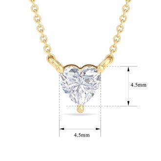 1/3 Carat Heart Shape Lab Grown Diamond Solitaire Necklace In 14 Karat Yellow Gold