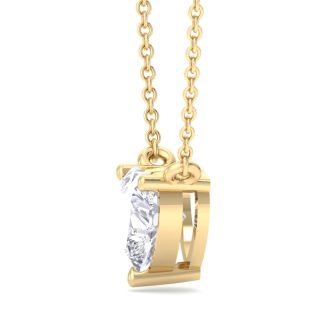 3/4 Carat Heart Shape Lab Grown Diamond Solitaire Necklace In 14 Karat Yellow Gold