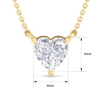 3/4 Carat Heart Shape Lab Grown Diamond Solitaire Necklace In 14 Karat Yellow Gold