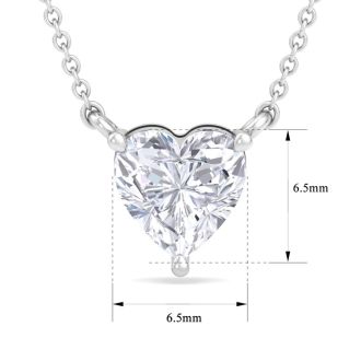 1 Carat Heart Shape Lab Grown Diamond Solitaire Necklace In 14 Karat White Gold