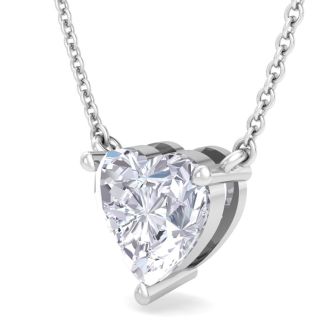 2 Carat Heart Shape Lab Grown Diamond Solitaire Necklace In 14 Karat White Gold