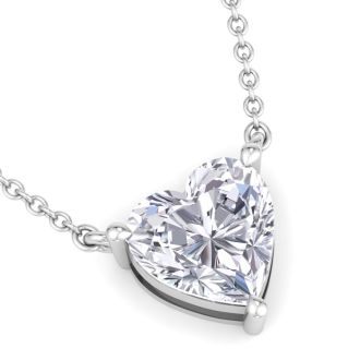 2 Carat Heart Shape Lab Grown Diamond Solitaire Necklace In 14 Karat White Gold