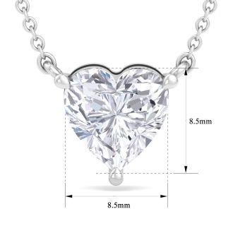 2 Carat Heart Shape Lab Grown Diamond Solitaire Necklace In 14 Karat White Gold