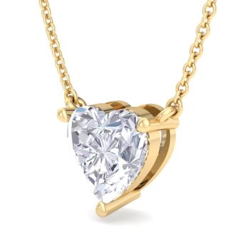 2 Carat Heart Shape Lab Grown Diamond Solitaire Necklace In 14 Karat Yellow Gold
