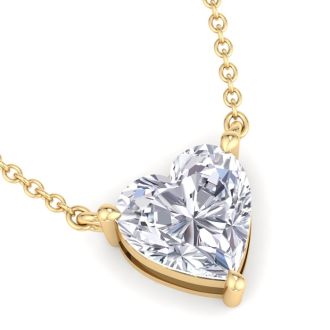 2 Carat Heart Shape Lab Grown Diamond Solitaire Necklace In 14 Karat Yellow Gold