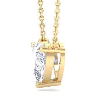 2 Carat Heart Shape Lab Grown Diamond Solitaire Necklace In 14 Karat Yellow Gold