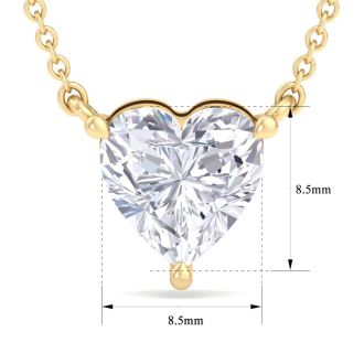 2 Carat Heart Shape Lab Grown Diamond Solitaire Necklace In 14 Karat Yellow Gold