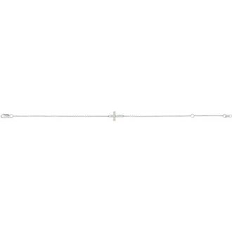 Opal Bracelet With Sideways Cross In Sterling Silver, 7 1/2 Inches