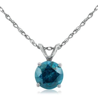 1/2ct Round Brilliant Cut Blue Diamond Pendant in White Gold