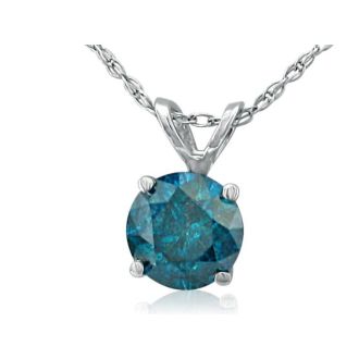 1/2ct Round Brilliant Cut Blue Diamond Pendant in White Gold