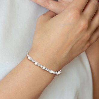 Opal Bracelet With CZ Accents In Sterling Silver With Adjustable Bolo Chain 7-10 Inches