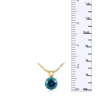 1/2ct Round Brilliant Cut Blue Diamond Pendant in 14k Yellow Gold