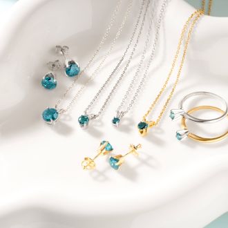 1/2ct Round Brilliant Cut Blue Diamond Pendant in 14k Yellow Gold