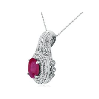 Large and Impressive 4.33 Carat Ruby and Diamond Necklace In Solid White Gold
