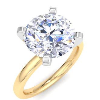 4 Carat Round Shape Lab Grown Diamond Ring In 14K Yellow Gold, Solitaire
