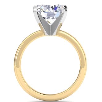 4 Carat Round Shape Lab Grown Diamond Ring In 14K Yellow Gold, Solitaire