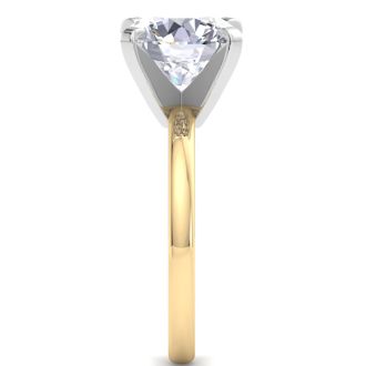 4 Carat Round Shape Lab Grown Diamond Ring In 14K Yellow Gold, Solitaire