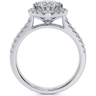 1 1/3 Carat Cushion Style Halo Lab Grown Diamond Engagement Ring in 14 Karat White Gold 