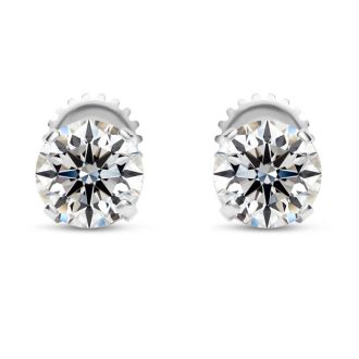 1 Carat Lab Grown Diamond Earrings In 14 Karat White Gold, Basket Setting