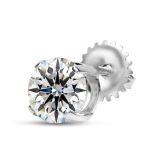 1 Carat Lab Grown Diamond Earrings In 14 Karat White Gold, Basket Setting