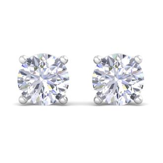 4 Carat Lab Grown Diamond Earrings In 14 Karat White Gold, Basket Setting