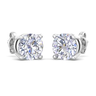 4 Carat Lab Grown Diamond Earrings In 14 Karat White Gold, Basket Setting