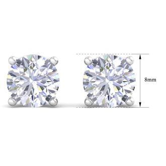 4 Carat Lab Grown Diamond Earrings In 14 Karat White Gold, Basket Setting