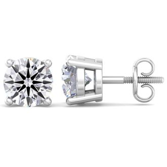 5 Carat Lab Grown Diamond Earrings In 14 Karat White Gold, Basket Setting