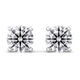 5 Carat Lab Grown Diamond Earrings In 14 Karat White Gold, Basket Setting
