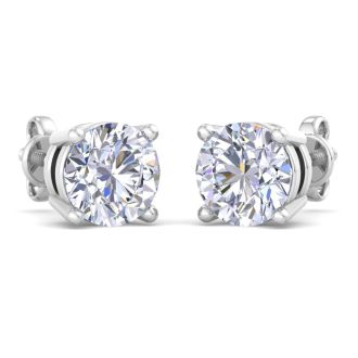 5 Carat Lab Grown Diamond Earrings In 14 Karat White Gold, Basket Setting