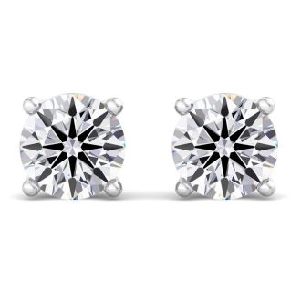 6 Carat Lab Grown Diamond Earrings In 14 Karat White Gold, Basket Setting