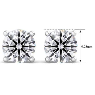 6 Carat Lab Grown Diamond Earrings In 14 Karat White Gold, Basket Setting