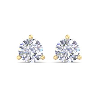 1 Carat Lab Grown Diamond Earrings In 14 Karat Yellow Gold, Martini Setting