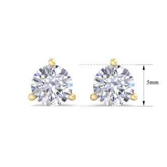 1 Carat Lab Grown Diamond Earrings In 14 Karat Yellow Gold, Martini Setting