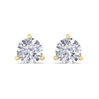 1 1/2 Carat Lab Grown Diamond Earrings In 14 Karat Yellow Gold, Martini Setting