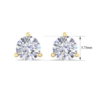 1 1/2 Carat Lab Grown Diamond Earrings In 14 Karat Yellow Gold, Martini Setting